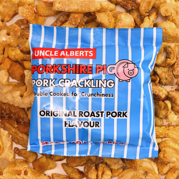 Uncle Alberts Porkshire Pig Pork Crackling Original Roast Pork Flav (8x50g bag)