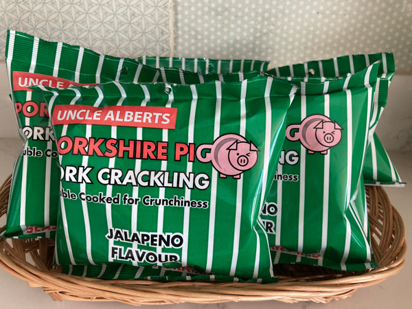 Uncle Alberts Porkshire Pig Pork Crackling Jalapeno Flavour (24x50gBox)
