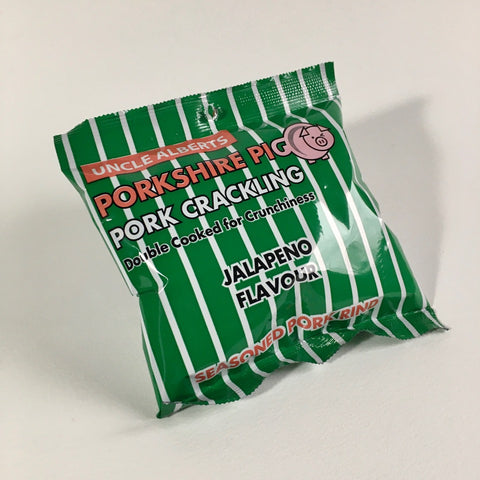 Uncle Alberts Porkshire Pig Pork Crackling Jalapeno Flavour (8x50g bag)
